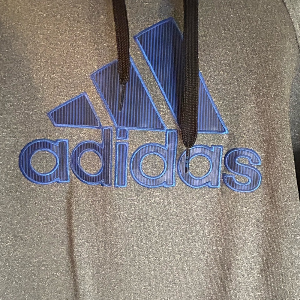 Adidas Men’s Hoodie NWT Large Gray with Blue - Picture 6 of 7